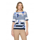 Betty Barclay - 2741 1754 T-shirt kort mouw print wit blauw beige.
